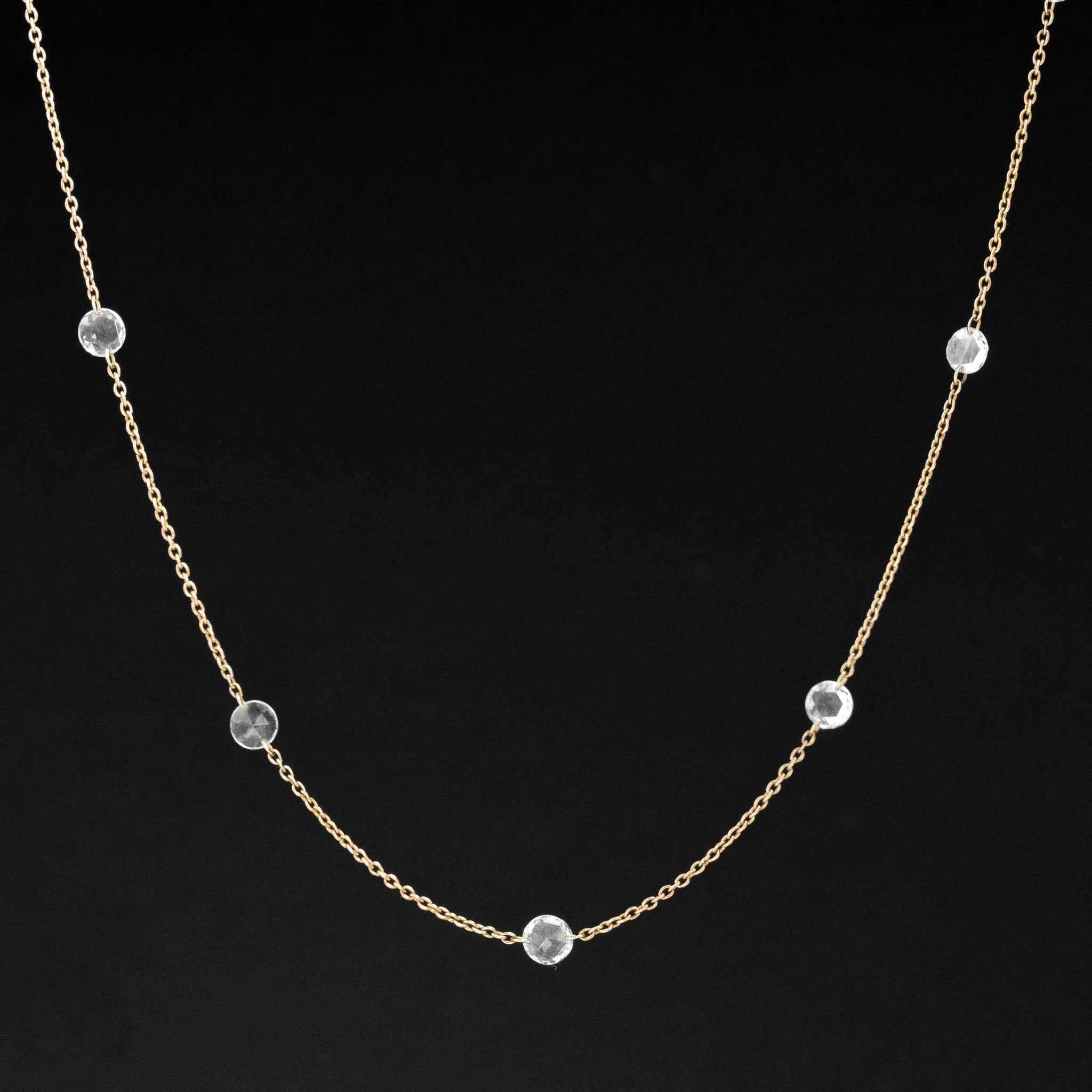 2.05ctw Rose Cut Diamond Station Necklace