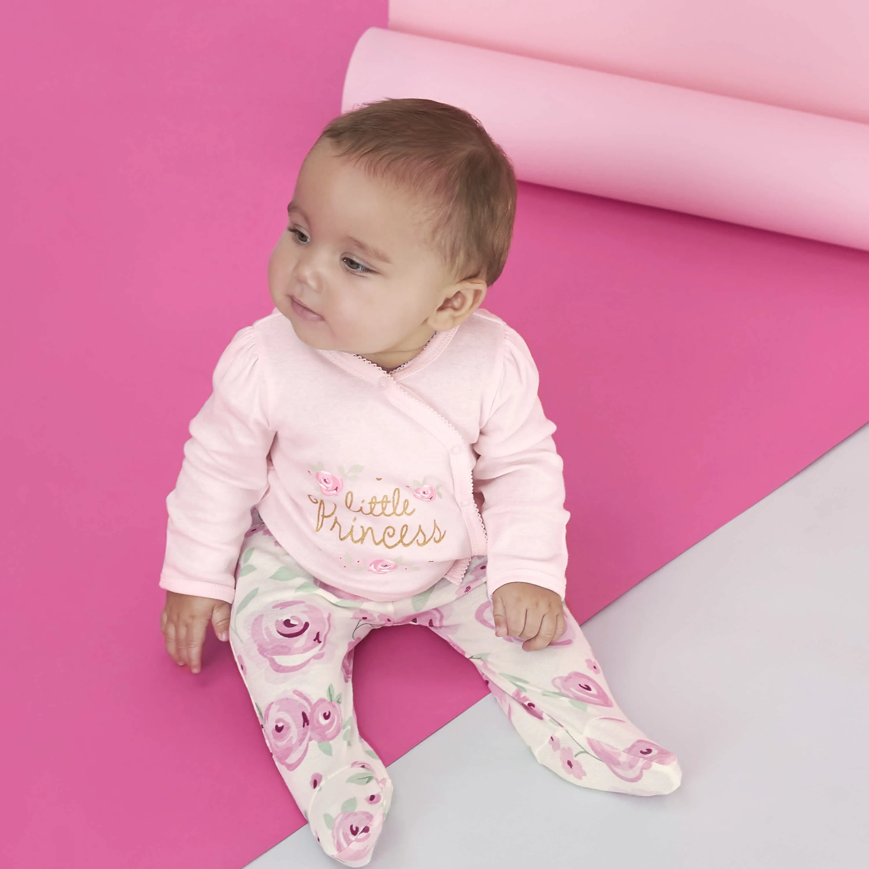 3-Piece Baby Girls Floral Take-Me-Home Set