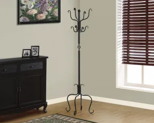 74"H TRADITIONAL HAMMERED BLACK METAL COAT RACK