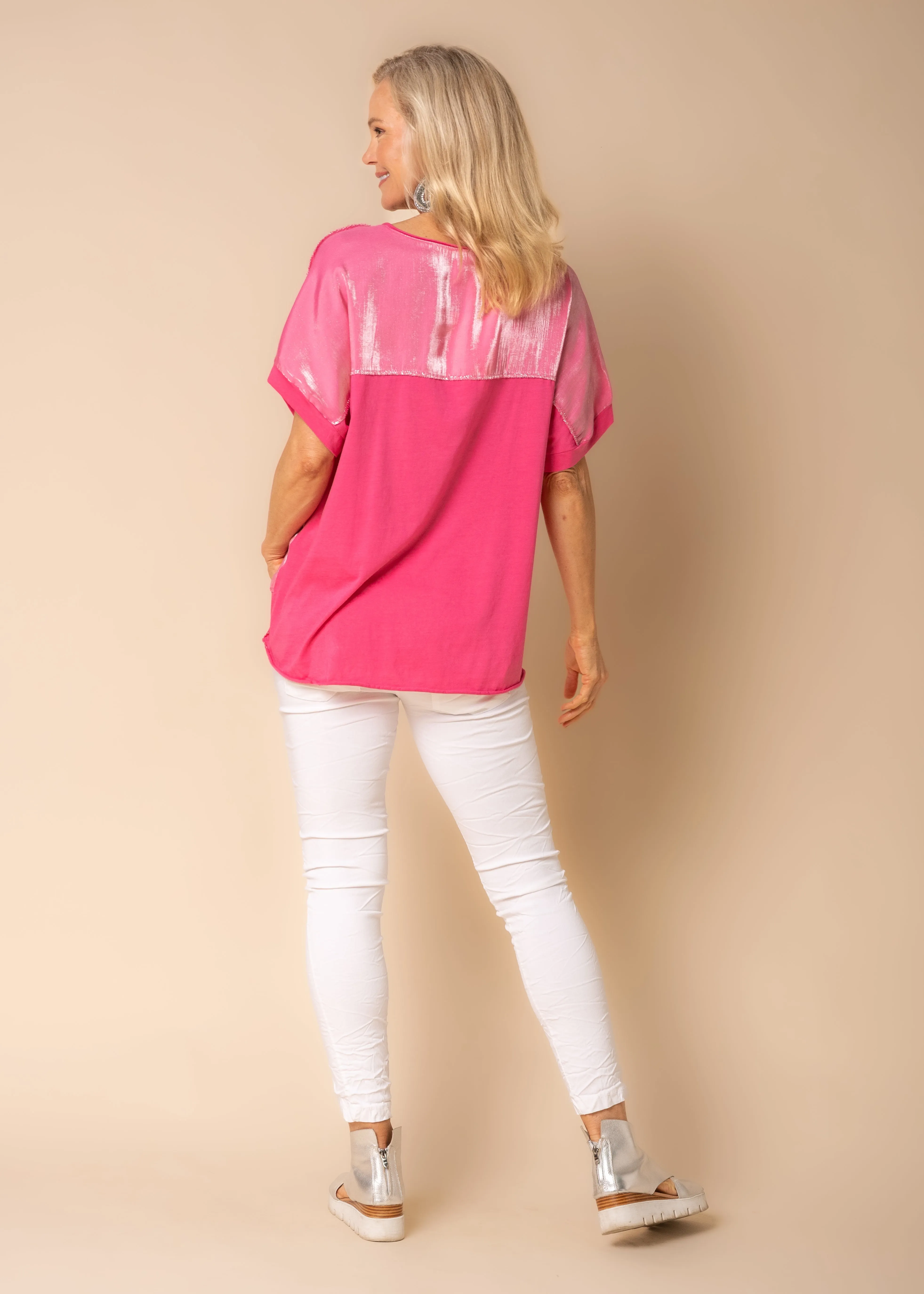 Aisha Cotton Blend Top in Raspberry Sorbet