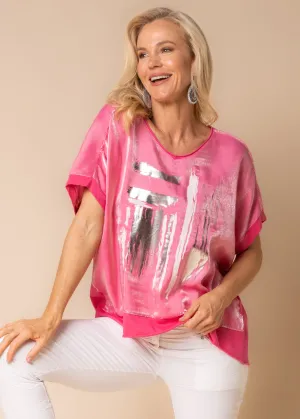 Aisha Cotton Blend Top in Raspberry Sorbet