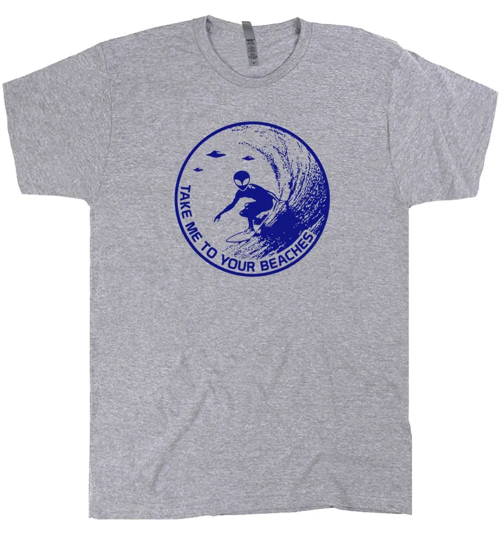 Alien Surfing Shirt Vintage Retro Surf Shop Beach Theme Tshirt