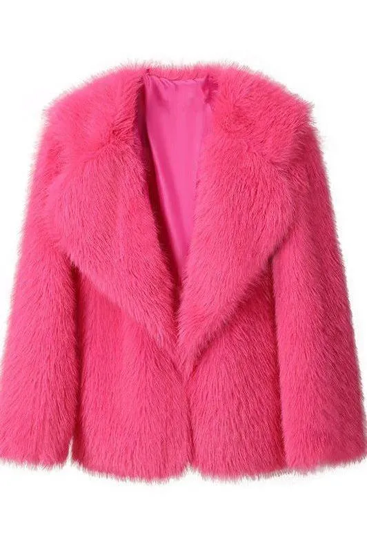 Artificial fur loose mid-length coat