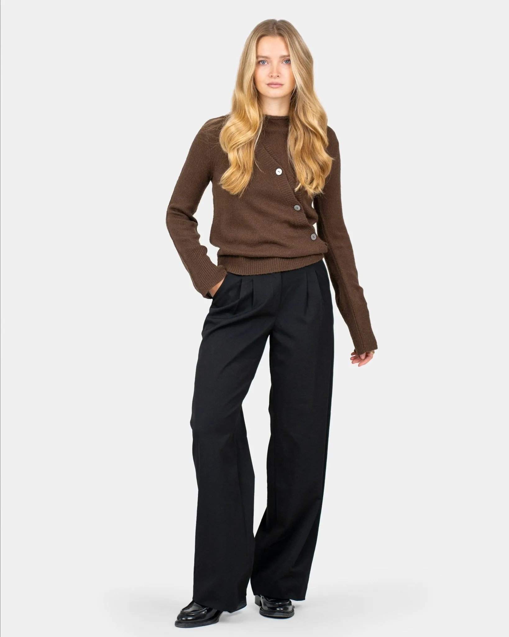 Asymmetric Cardigan Brown