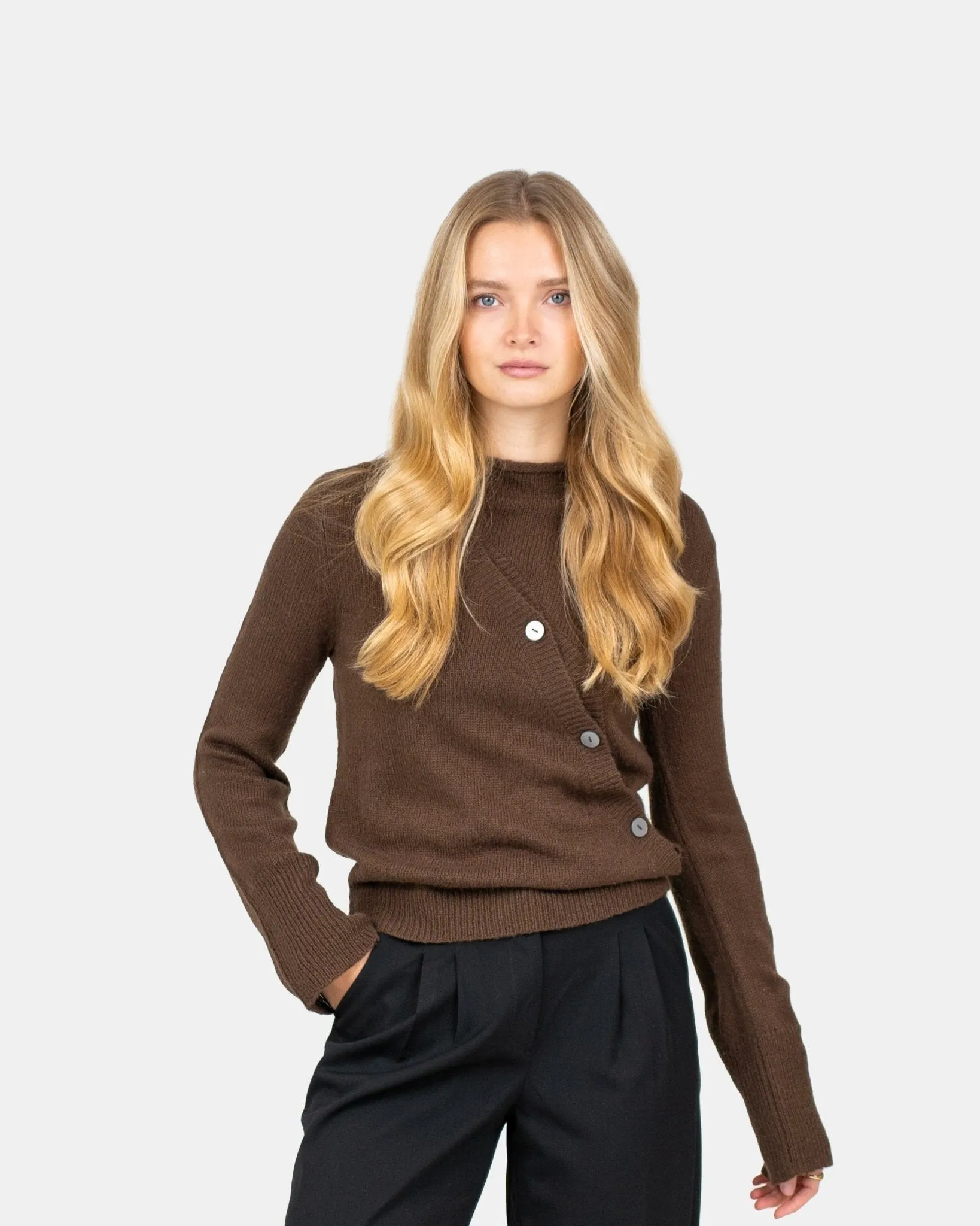 Asymmetric Cardigan Brown
