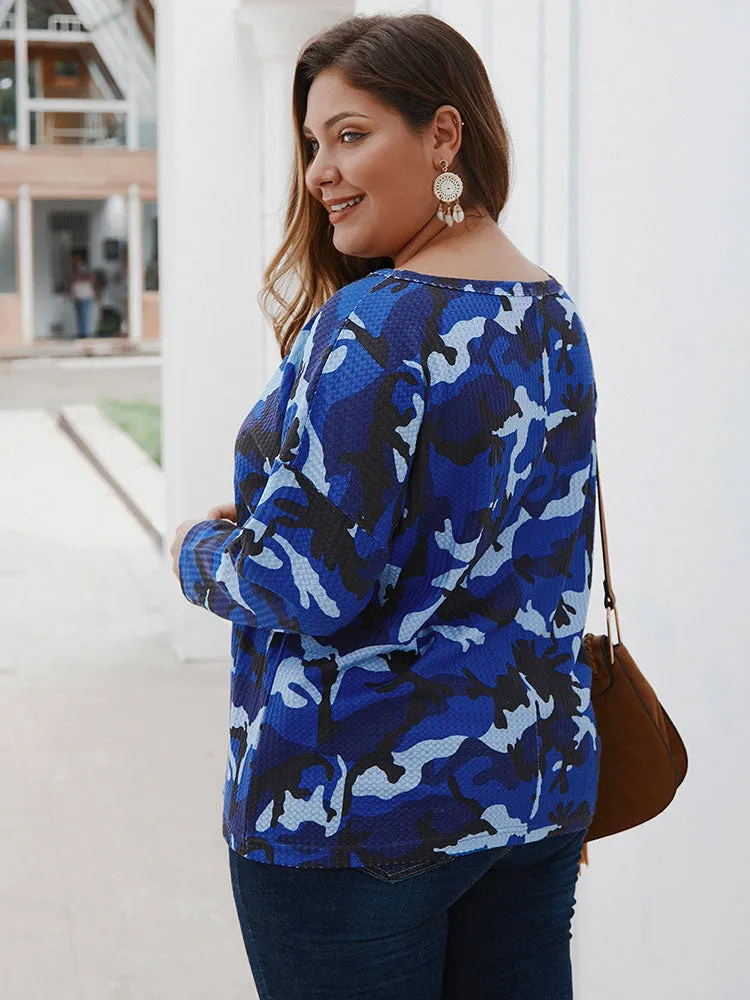 Autumn and Winter Camouflage Long-sleeved T-shirt Sweater Top