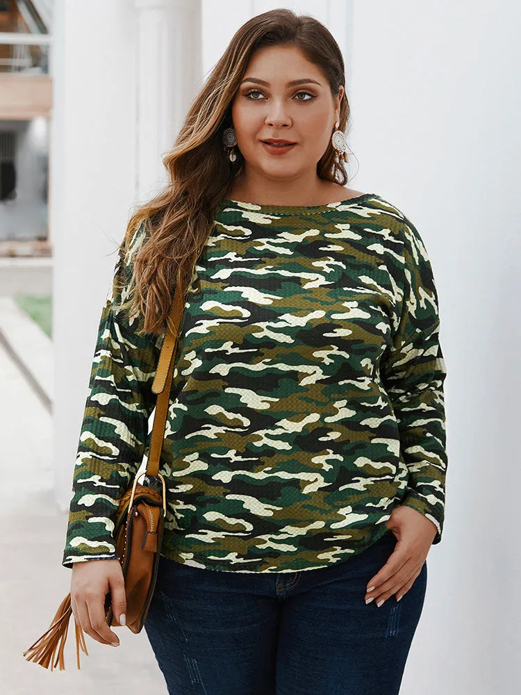 Autumn and Winter Camouflage Long-sleeved T-shirt Sweater Top