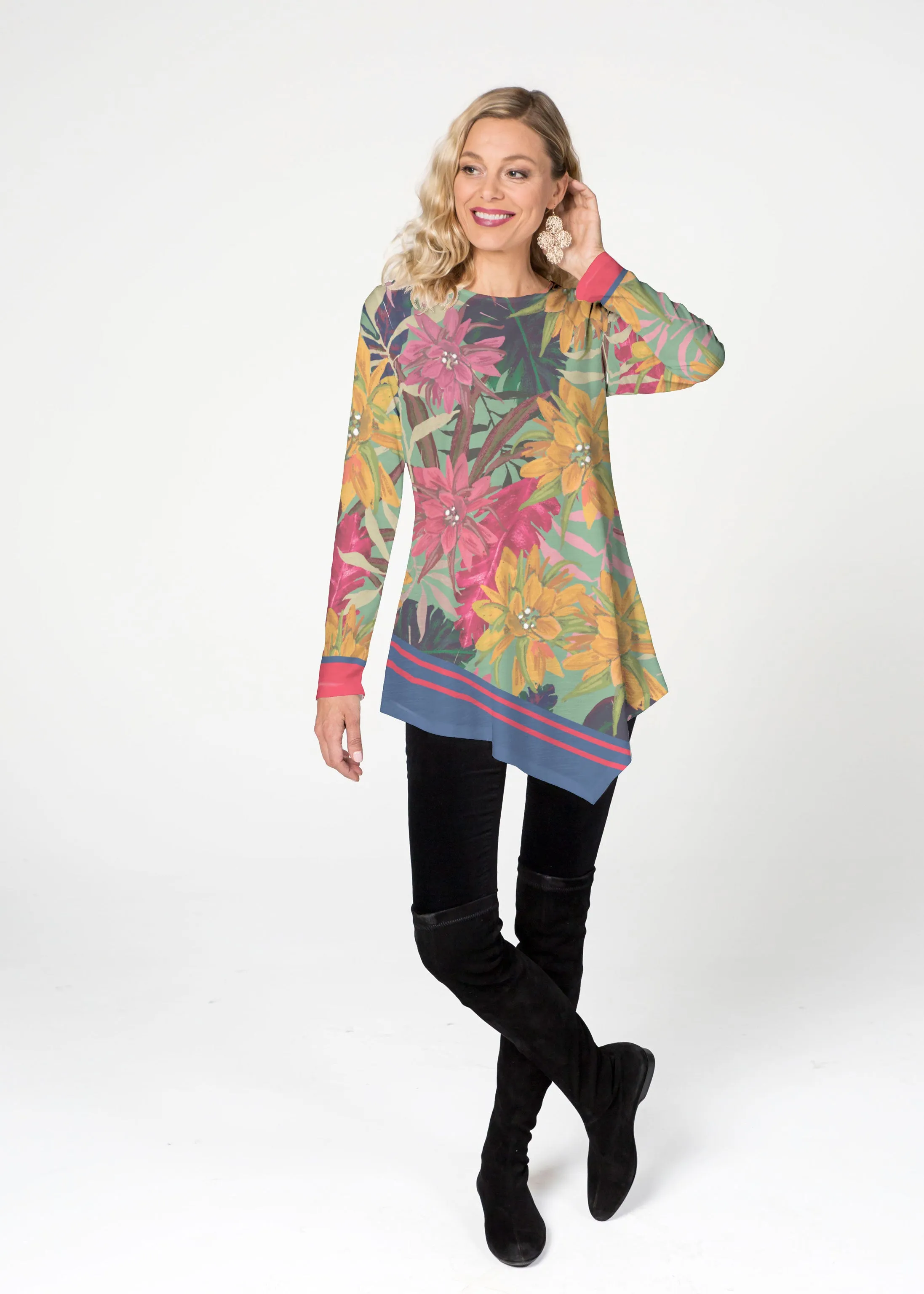 Autumn Stripe  (17196) ~ Asymmetrical French Terry Tunic