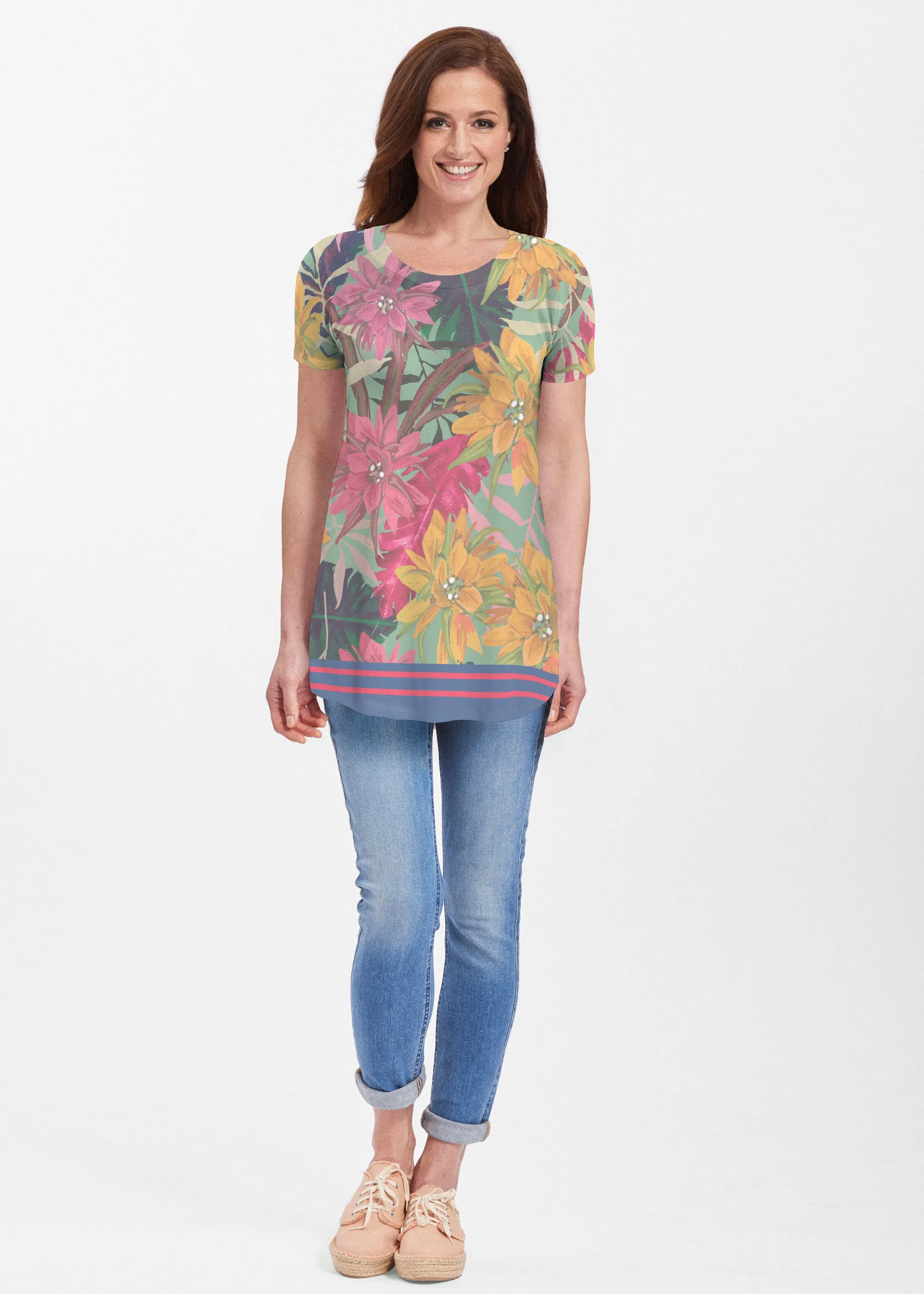 Autumn Stripe (17196) ~ Butterknit Short Sleeve Tunic