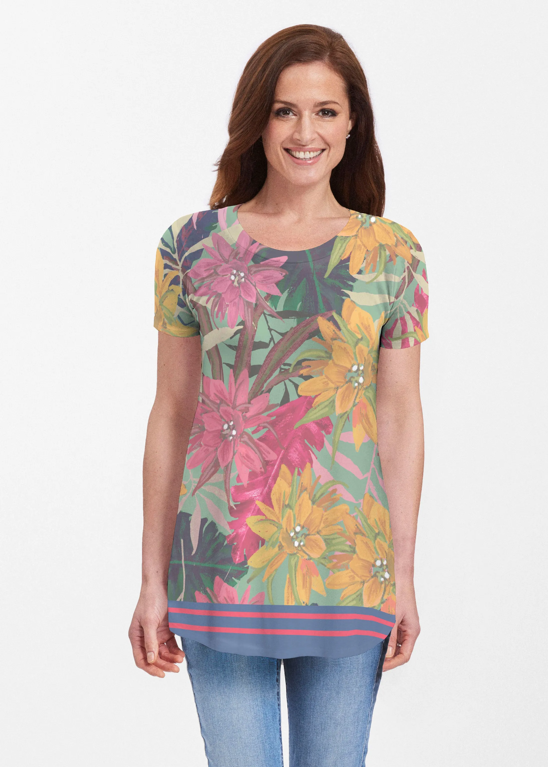 Autumn Stripe (17196) ~ Butterknit Short Sleeve Tunic