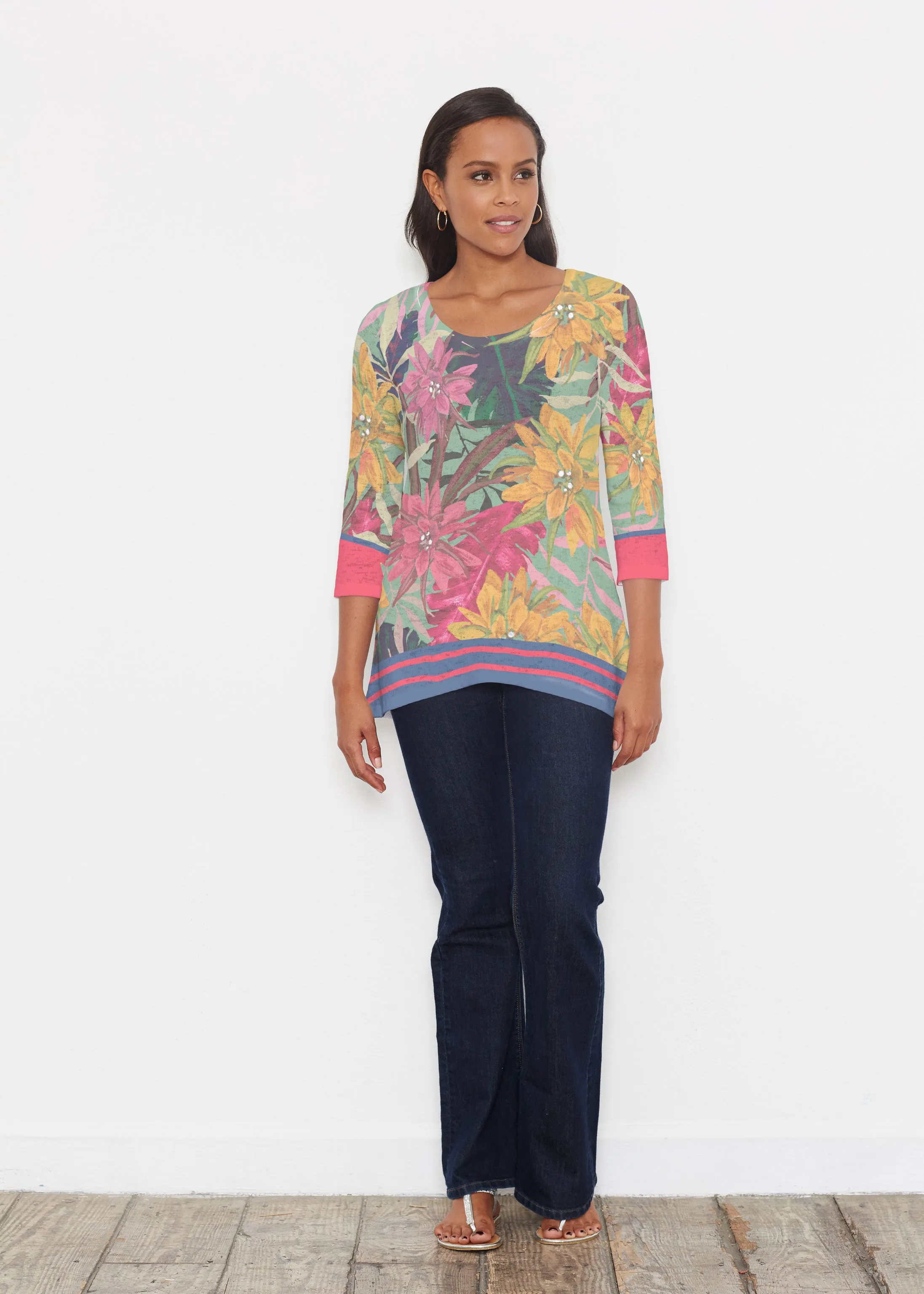 Autumn Stripe (17196) ~ Katherine Hi-Lo Thermal Tunic