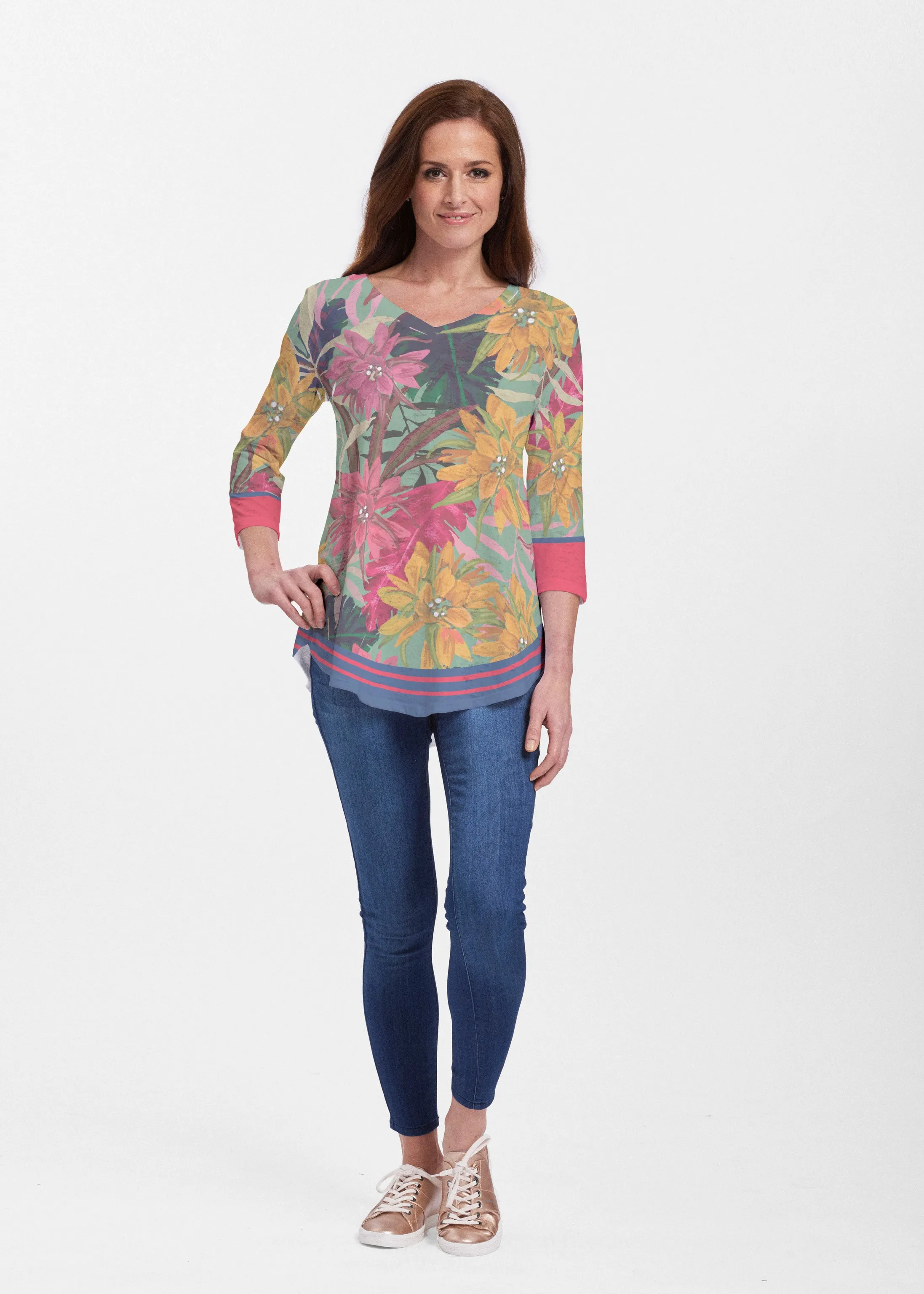 Autumn Stripe (17196) ~ Signature V-neck Flowy Tunic