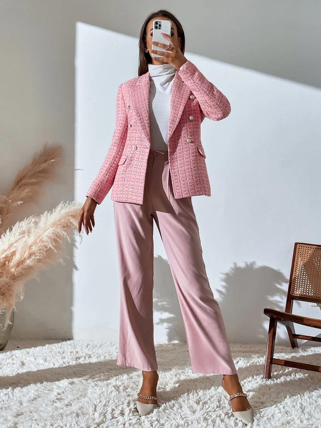 Aveloria Rosie Blazer de cuadros para trabajo en Cherry Vibes
