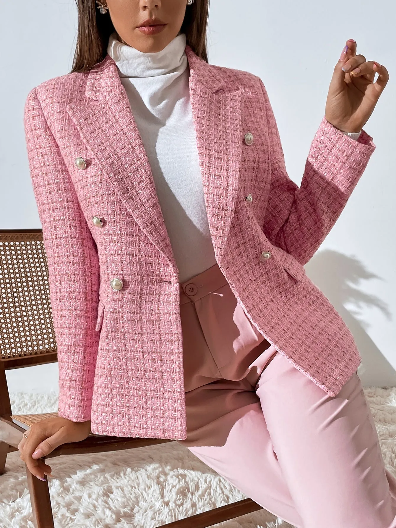 Aveloria Rosie Blazer de cuadros para trabajo en Cherry Vibes