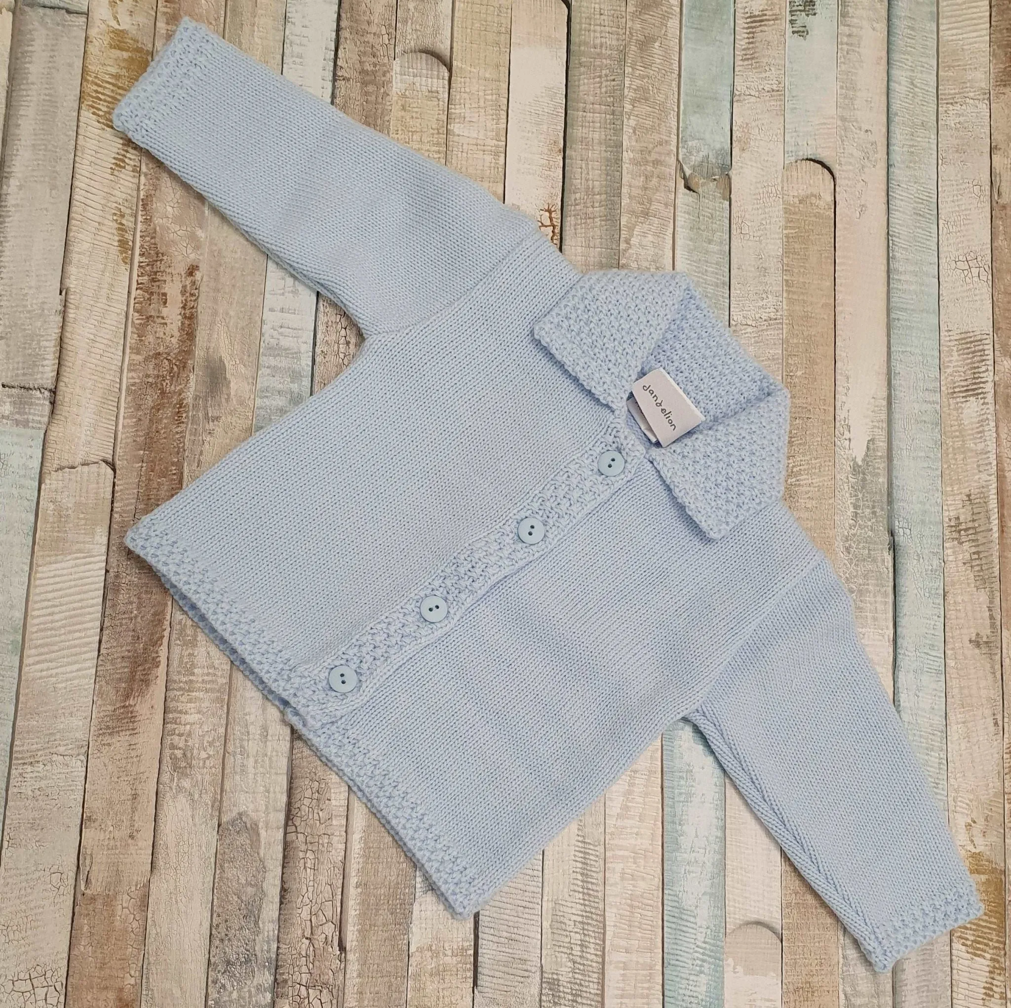 Baby Boys Blue Knitted Cardigan With Collar
