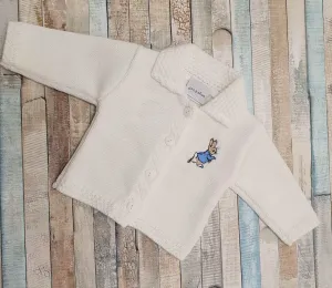 Baby Boys white Cardigan With Blue Rabbit