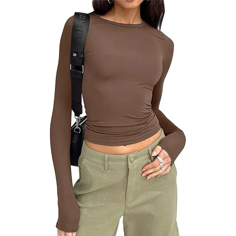 Basic Long Sleeve Top | Stretchy Ribbed Knit | Everyday Essential