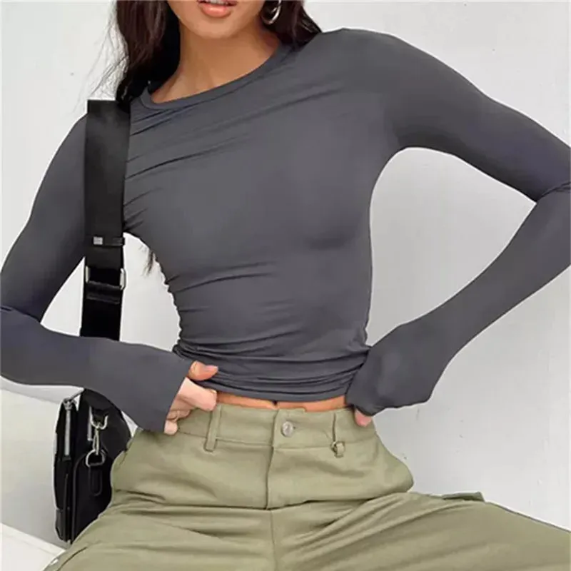 Basic Long Sleeve Top | Stretchy Ribbed Knit | Everyday Essential