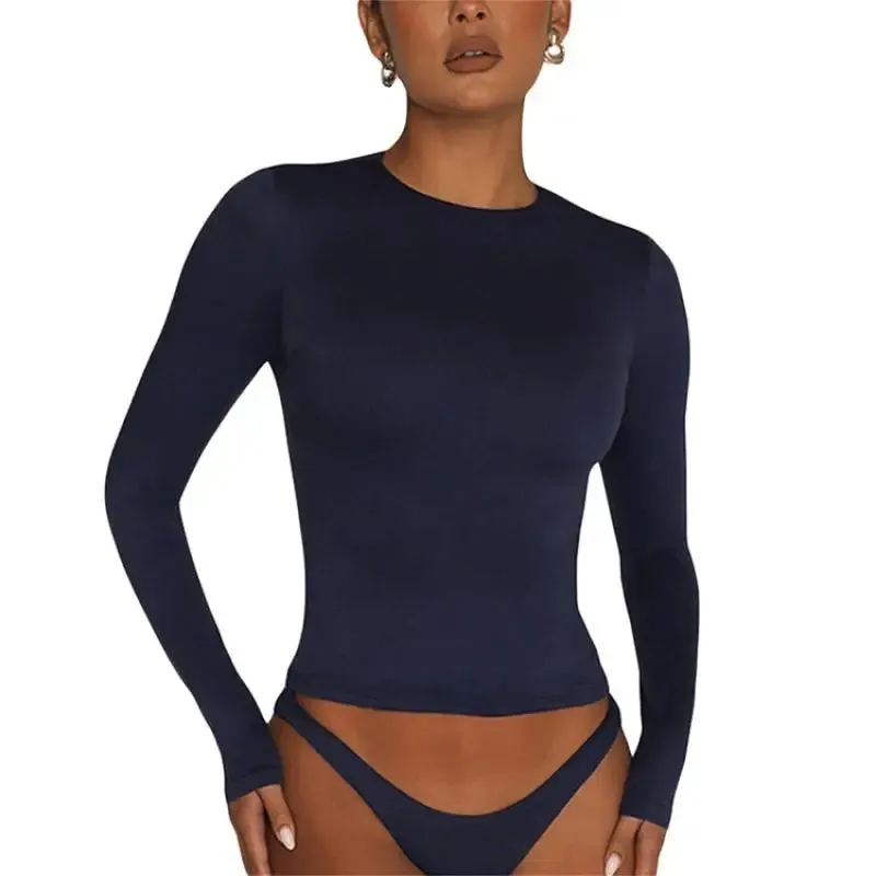 Basic Long Sleeve Top | Stretchy Ribbed Knit | Everyday Essential