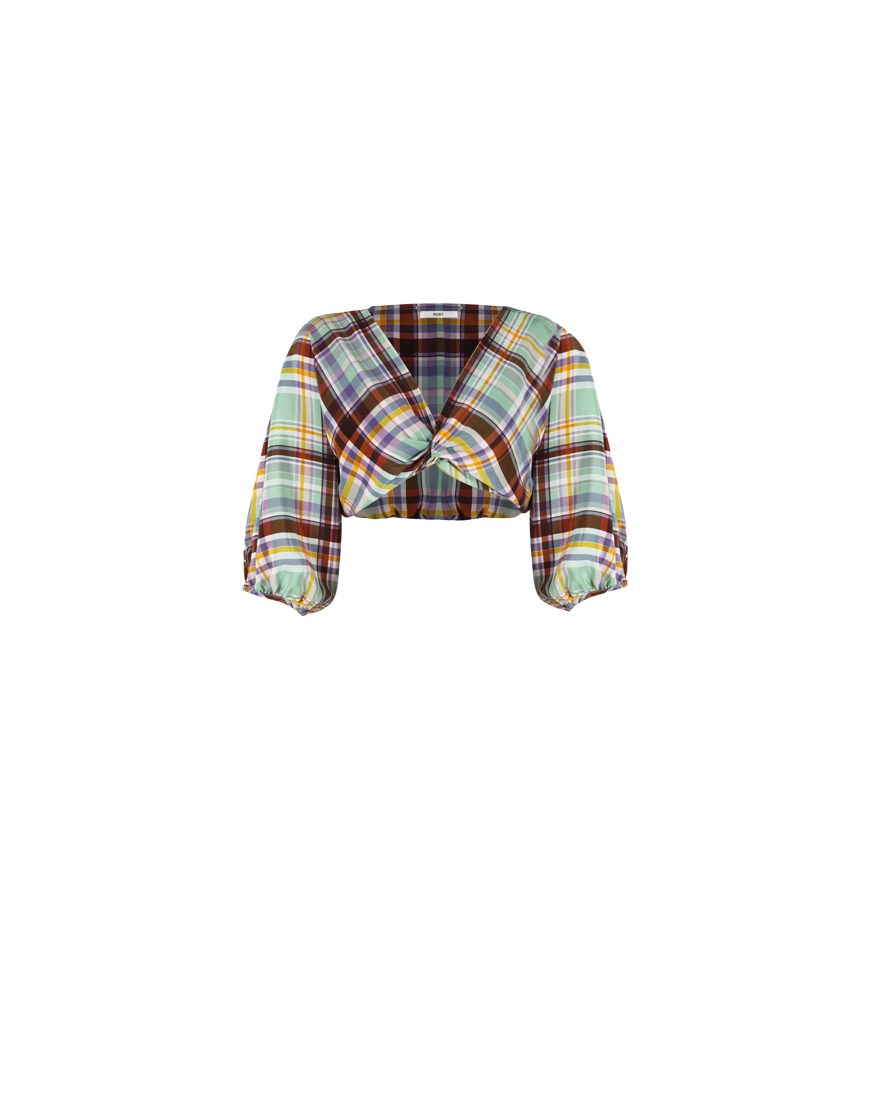 BASIL SILK CROP BLOUSE TARTAN