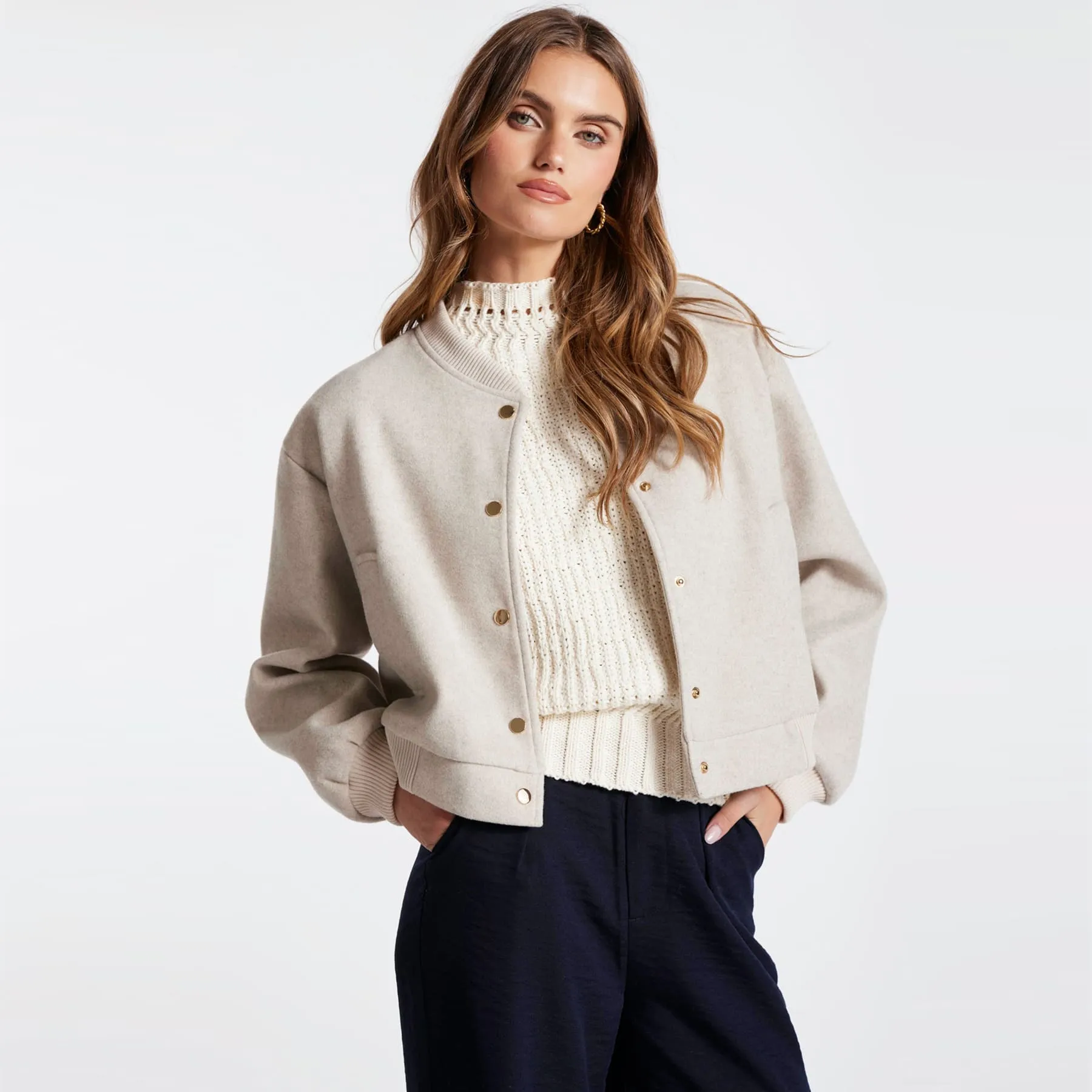 Bishop   Young Cozy Luxe Bomber - Ivory