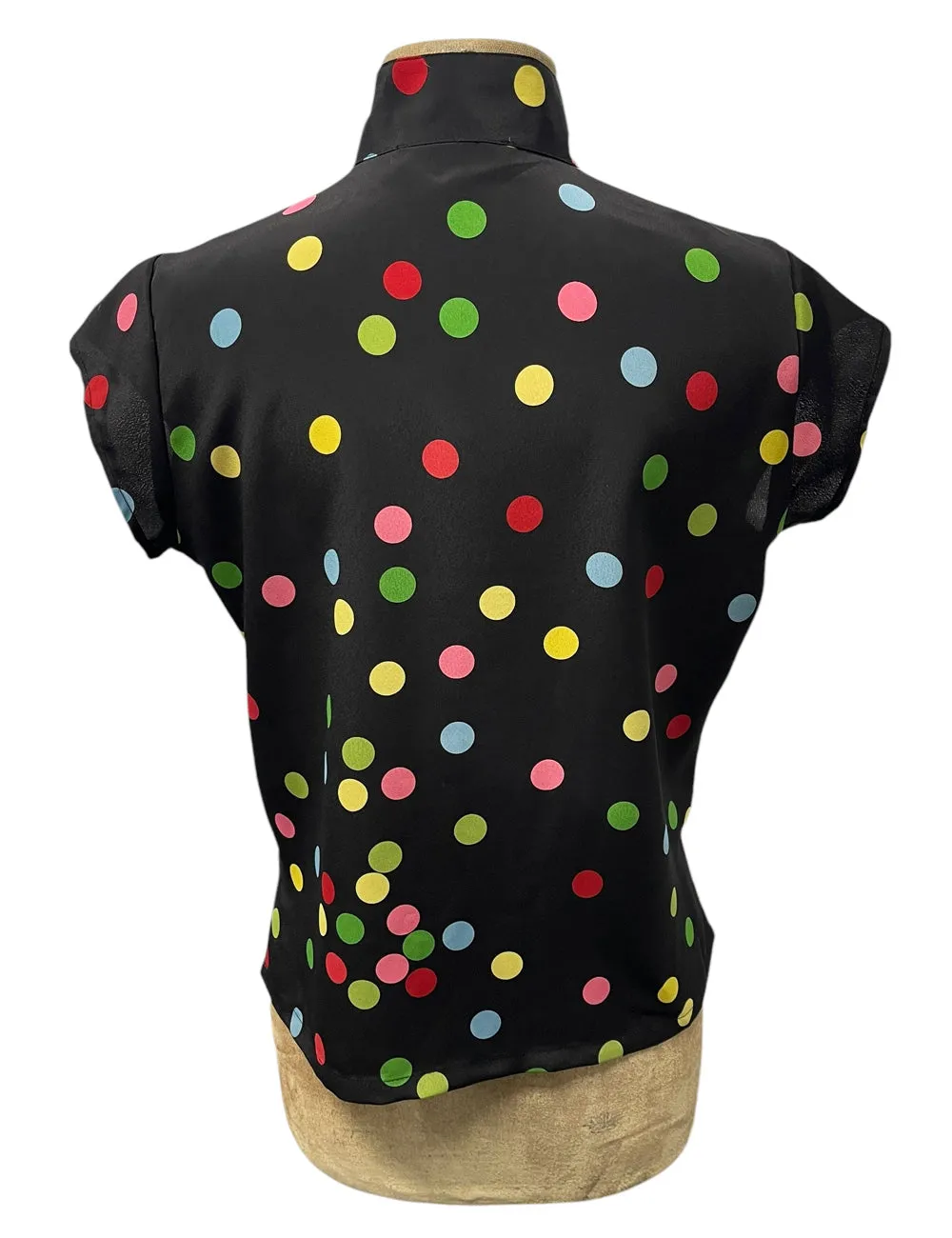 Black Circus Dot Mandarin Collar Tea Timer Top