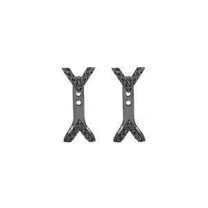 Black Diamond Dagger Studs with Ear Jackets | Black Gold