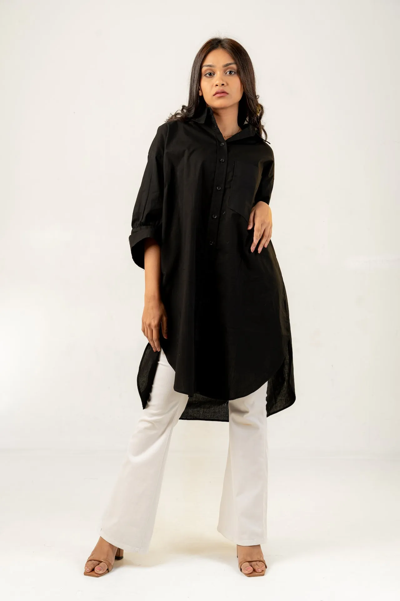 Black Oversized Poplin Shirt
