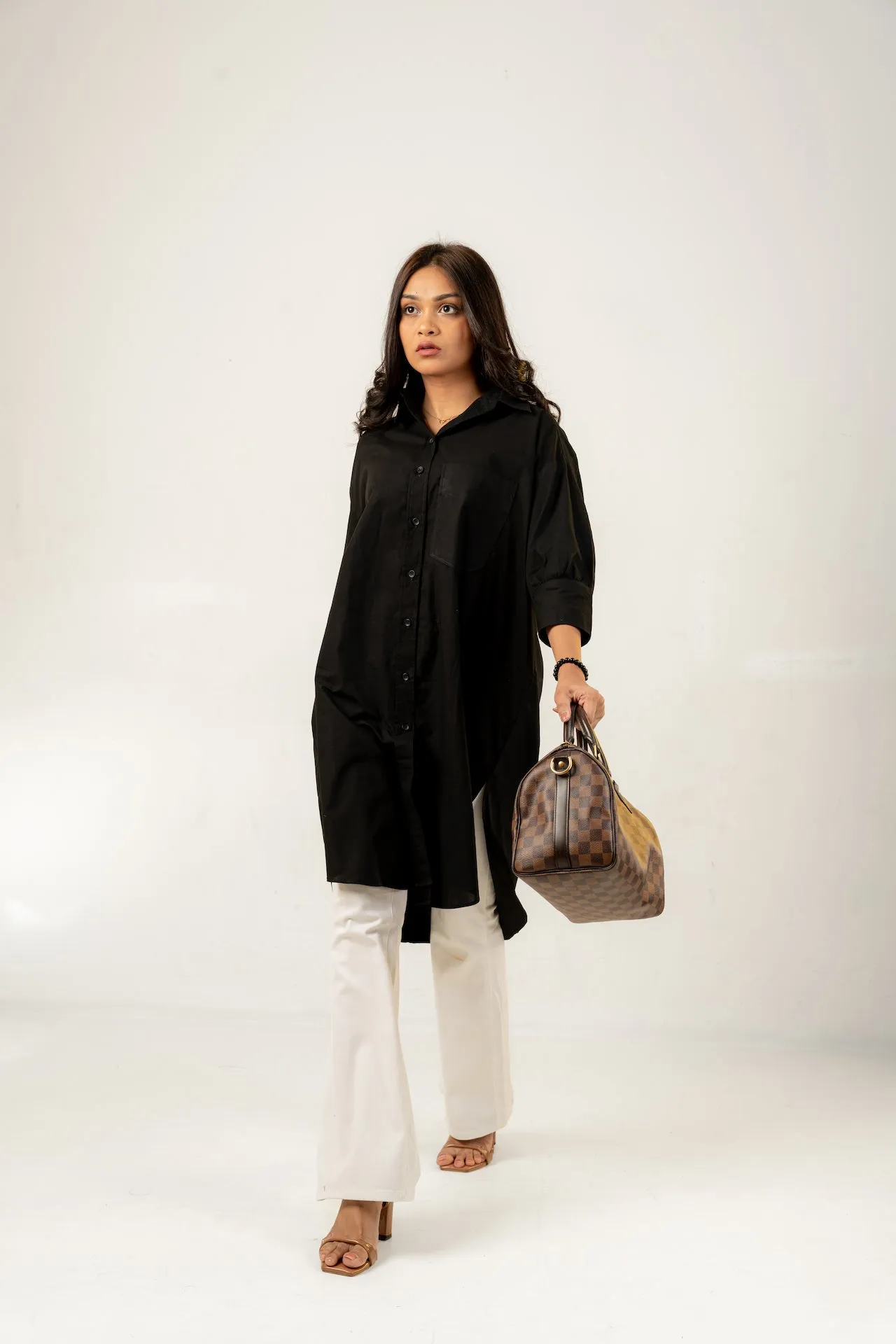 Black Oversized Poplin Shirt
