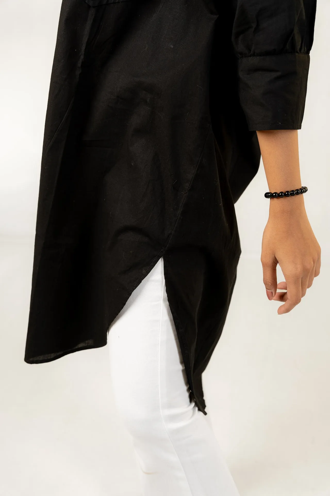 Black Oversized Poplin Shirt