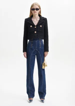 Black Sequin Textured Jacket (Black)
