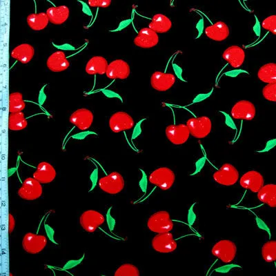 Black Spandex Capri With Cherries On Top