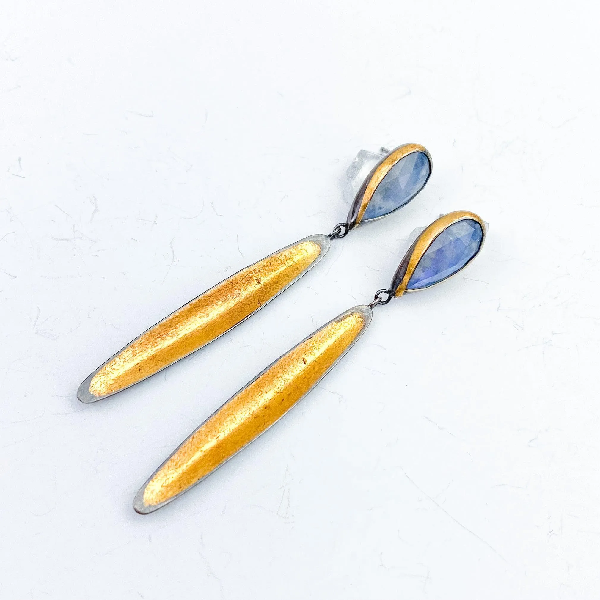 Blade Earrings with 24k Gold Over Silver