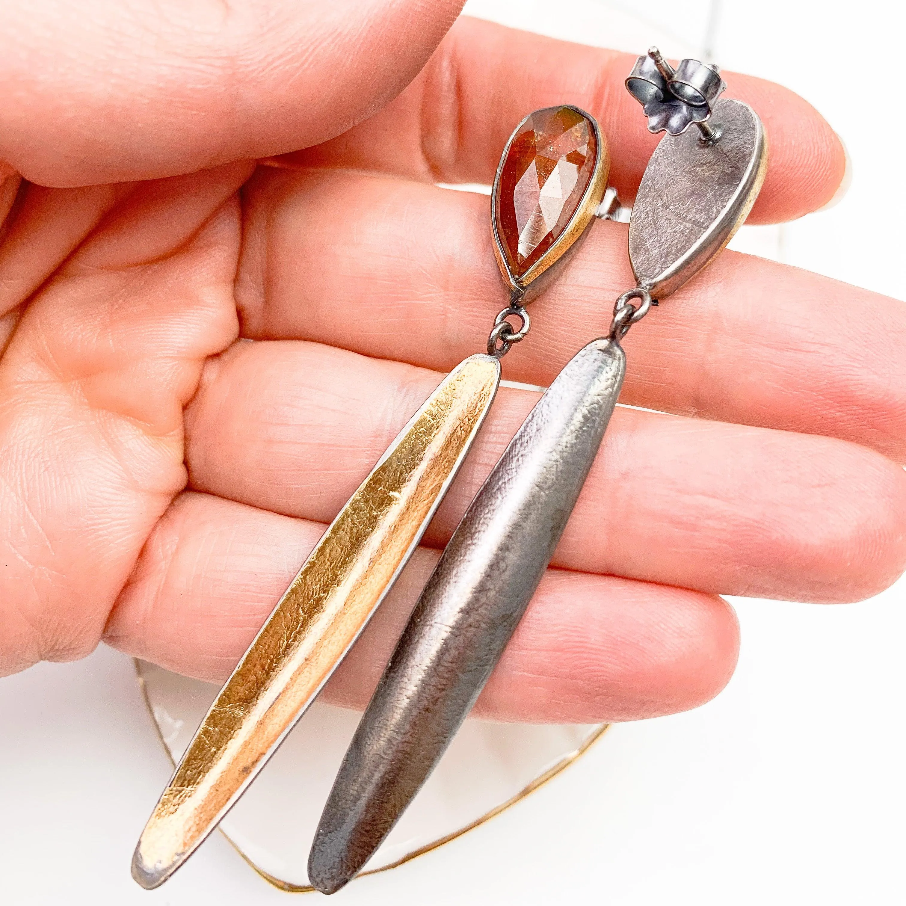 Blade Earrings with 24k Gold Over Silver