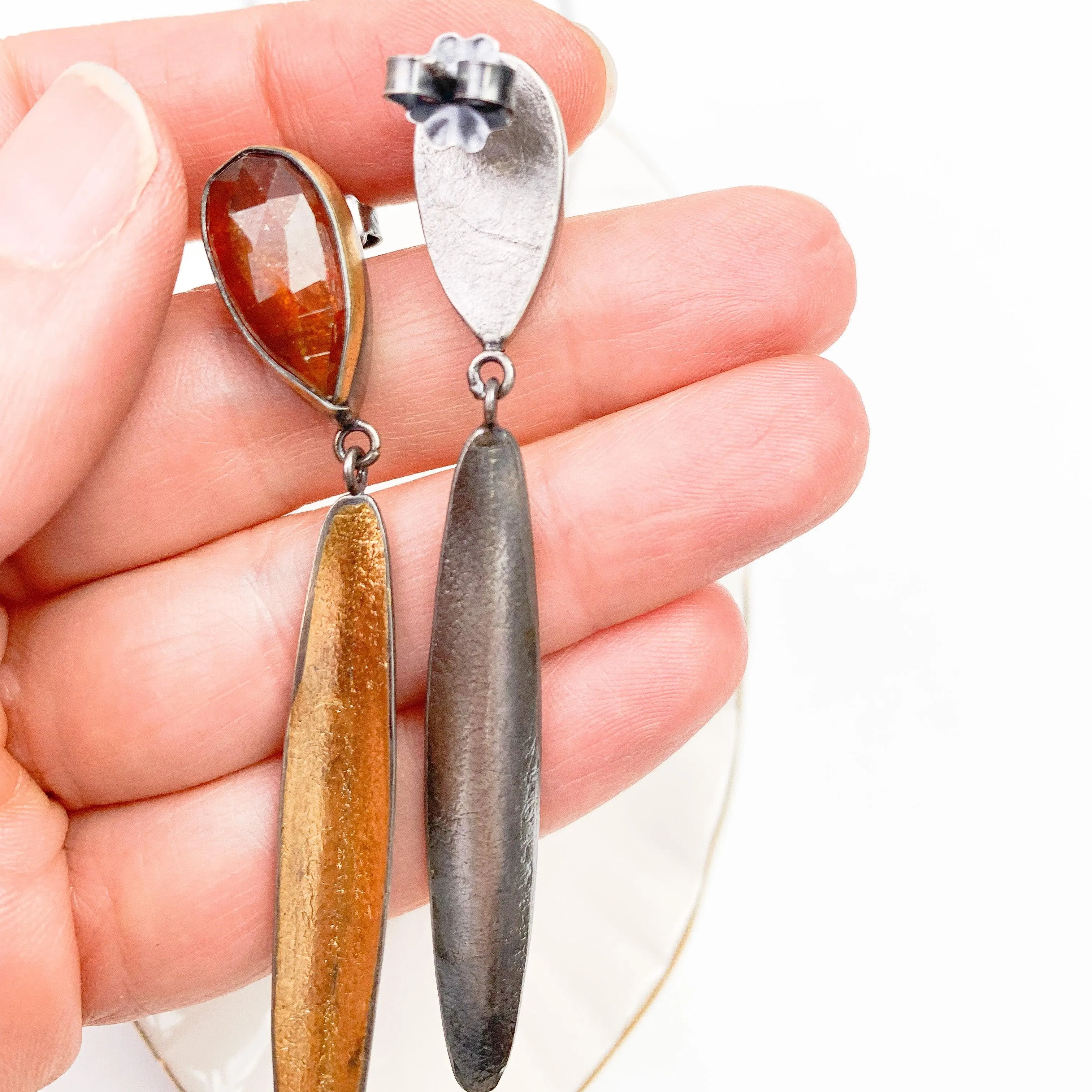 Blade Earrings with 24k Gold Over Silver