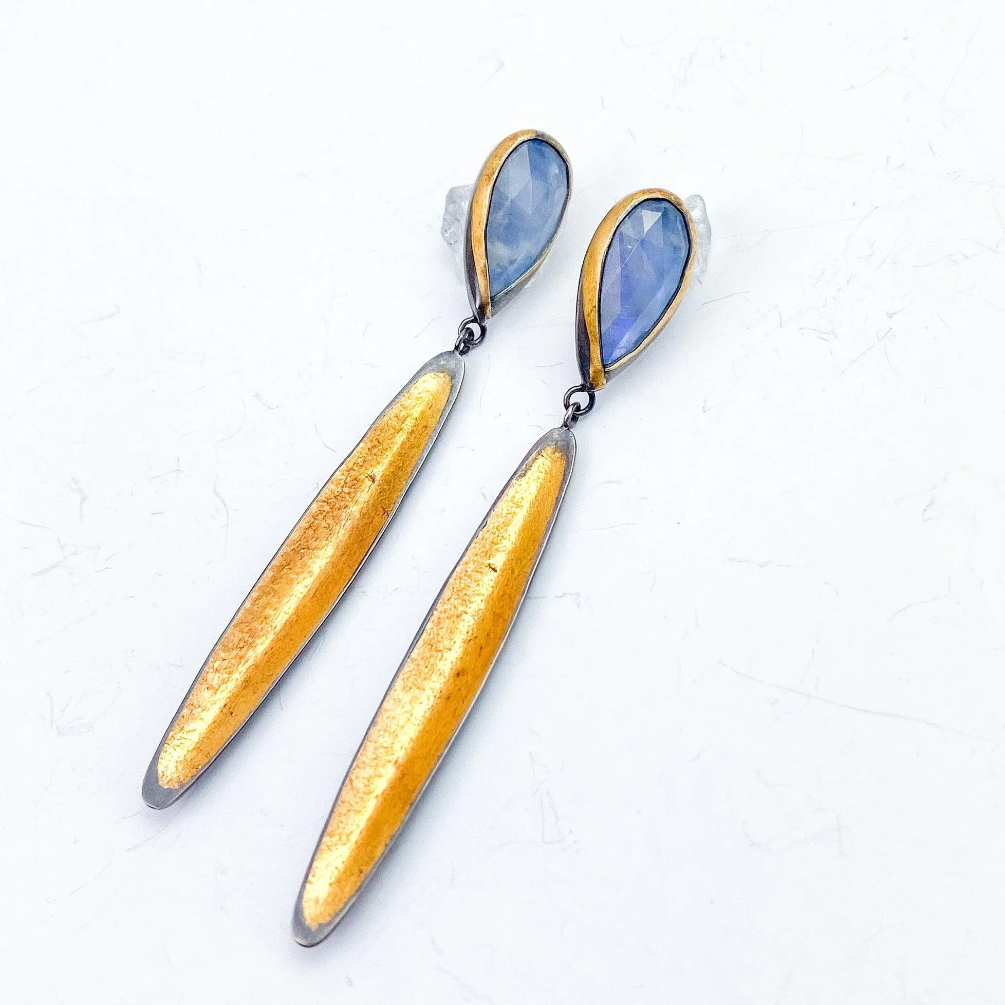 Blade Earrings with 24k Gold Over Silver