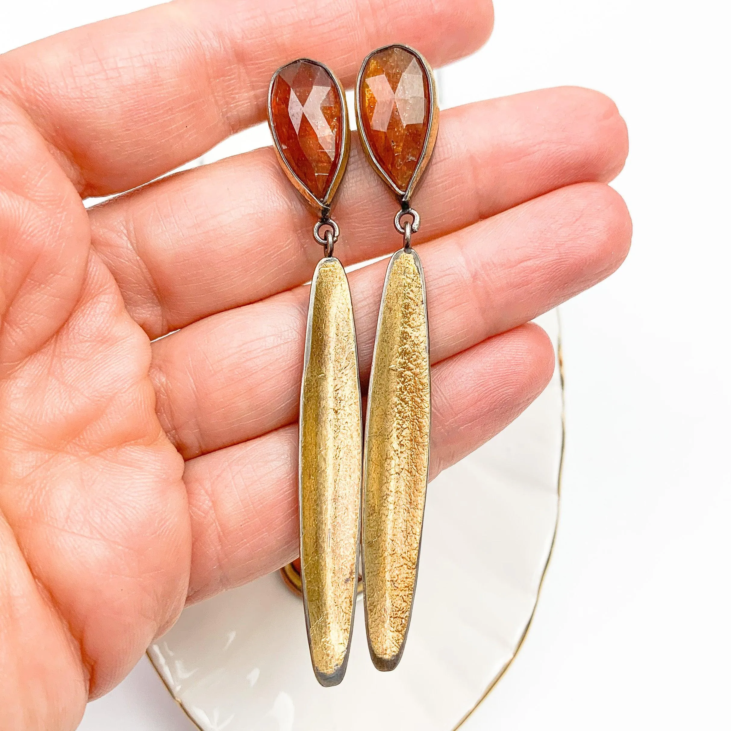 Blade Earrings with 24k Gold Over Silver