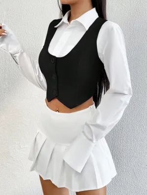 Blazer Corto Estilo Chaleco para Mujer