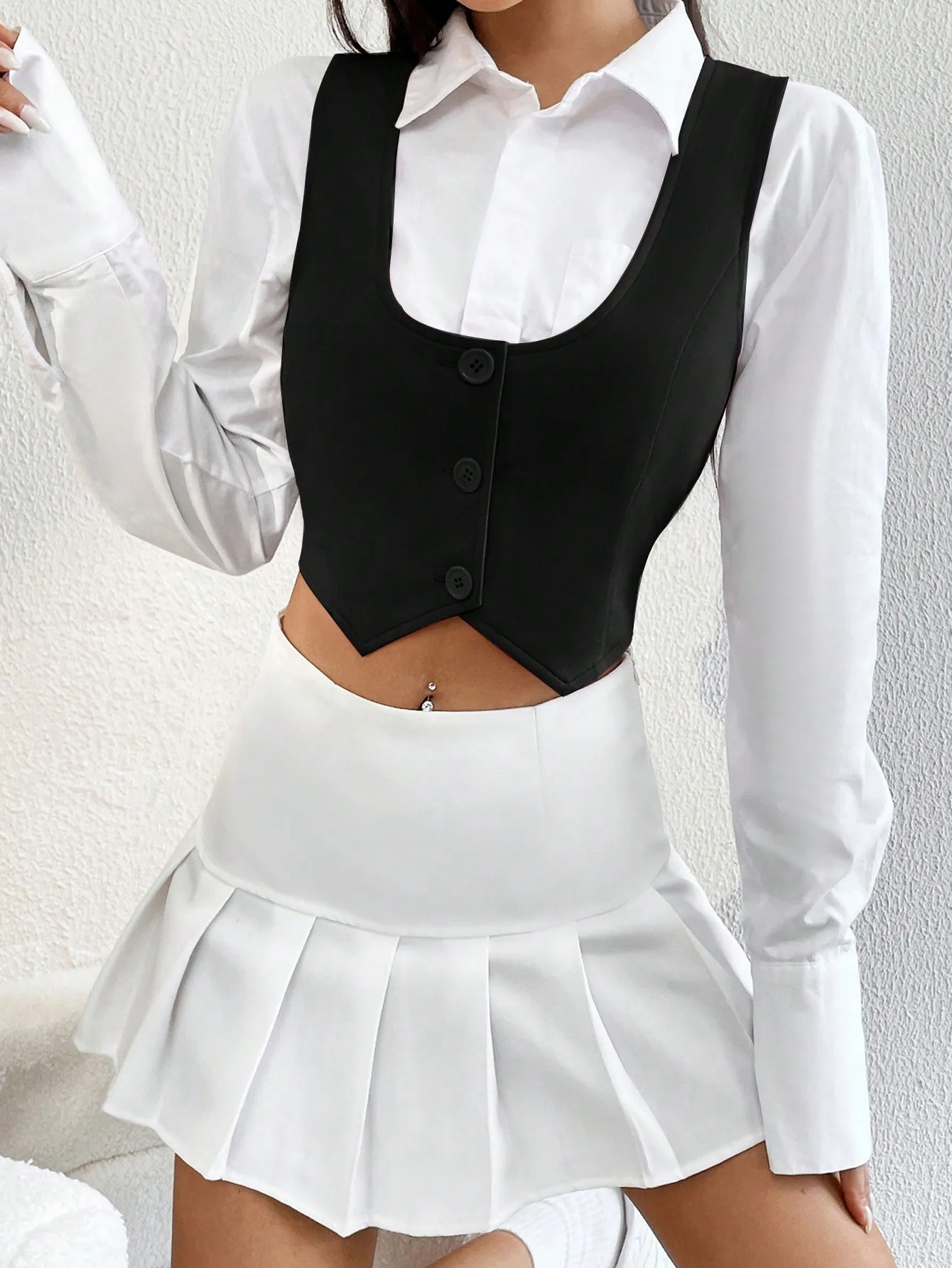 Blazer Corto Estilo Chaleco para Mujer