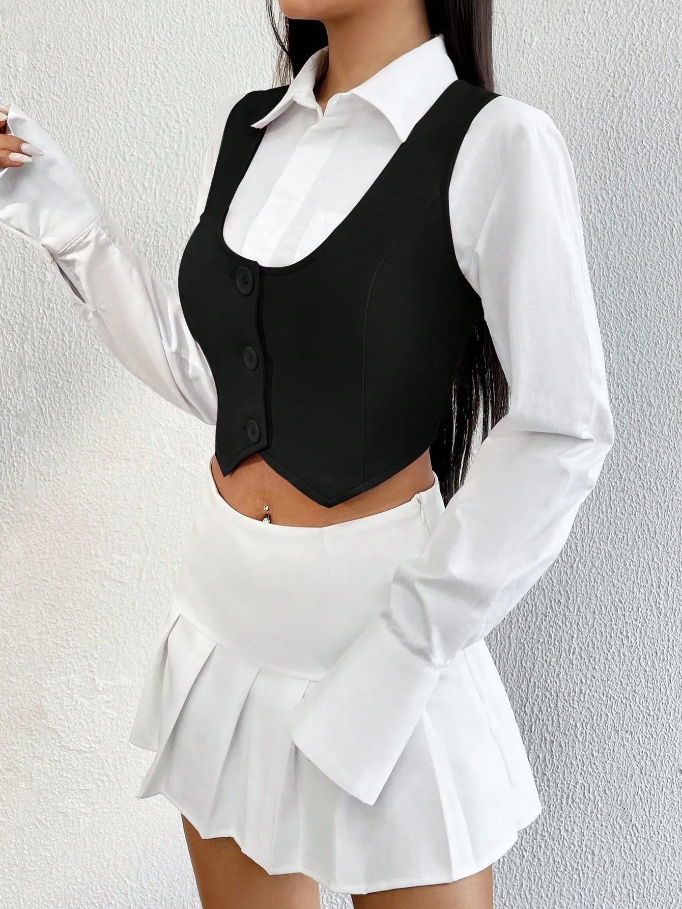 Blazer Corto Estilo Chaleco para Mujer
