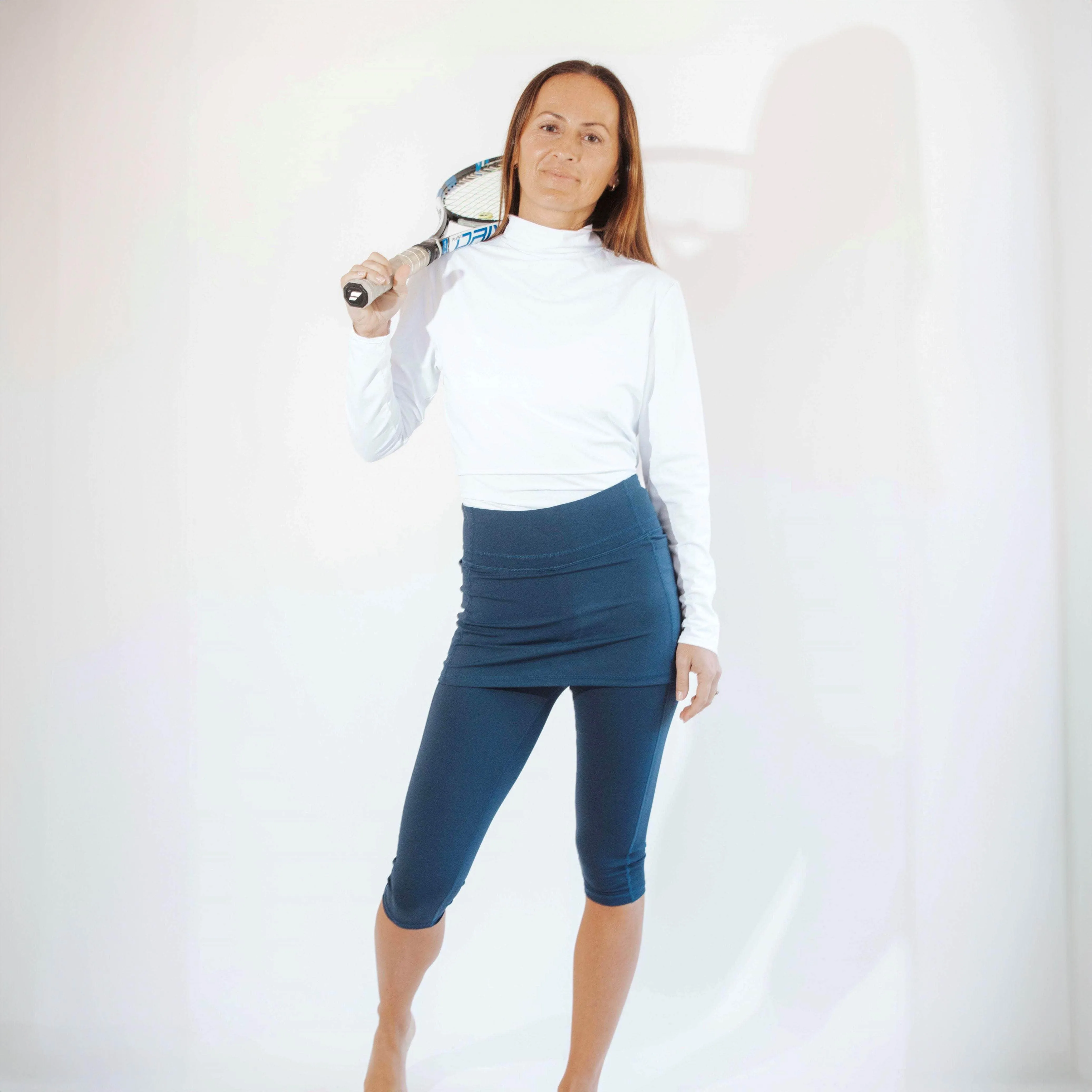 Blueberry Skirted Capris Leggings with Pockets