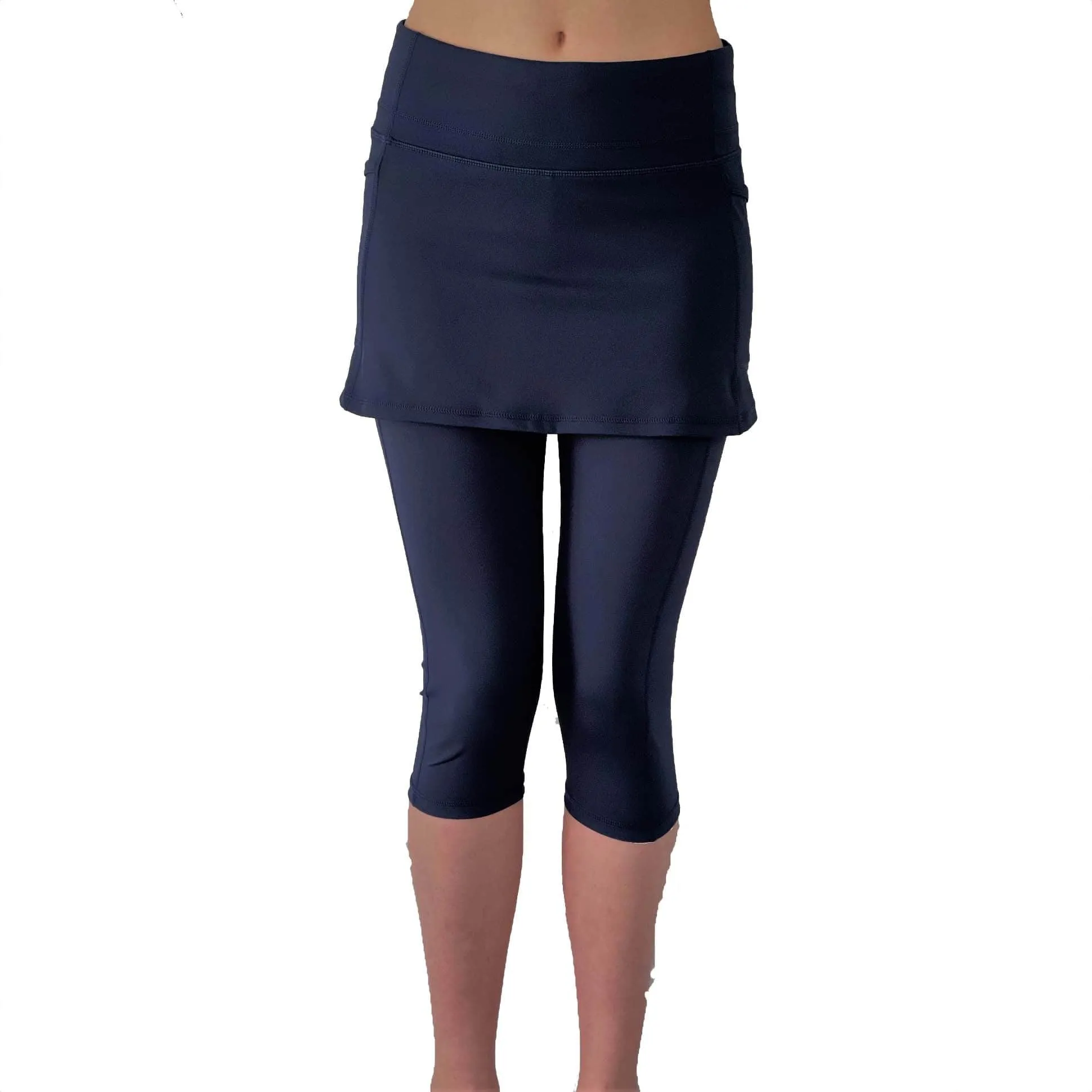 Blueberry Skirted Capris Leggings with Pockets