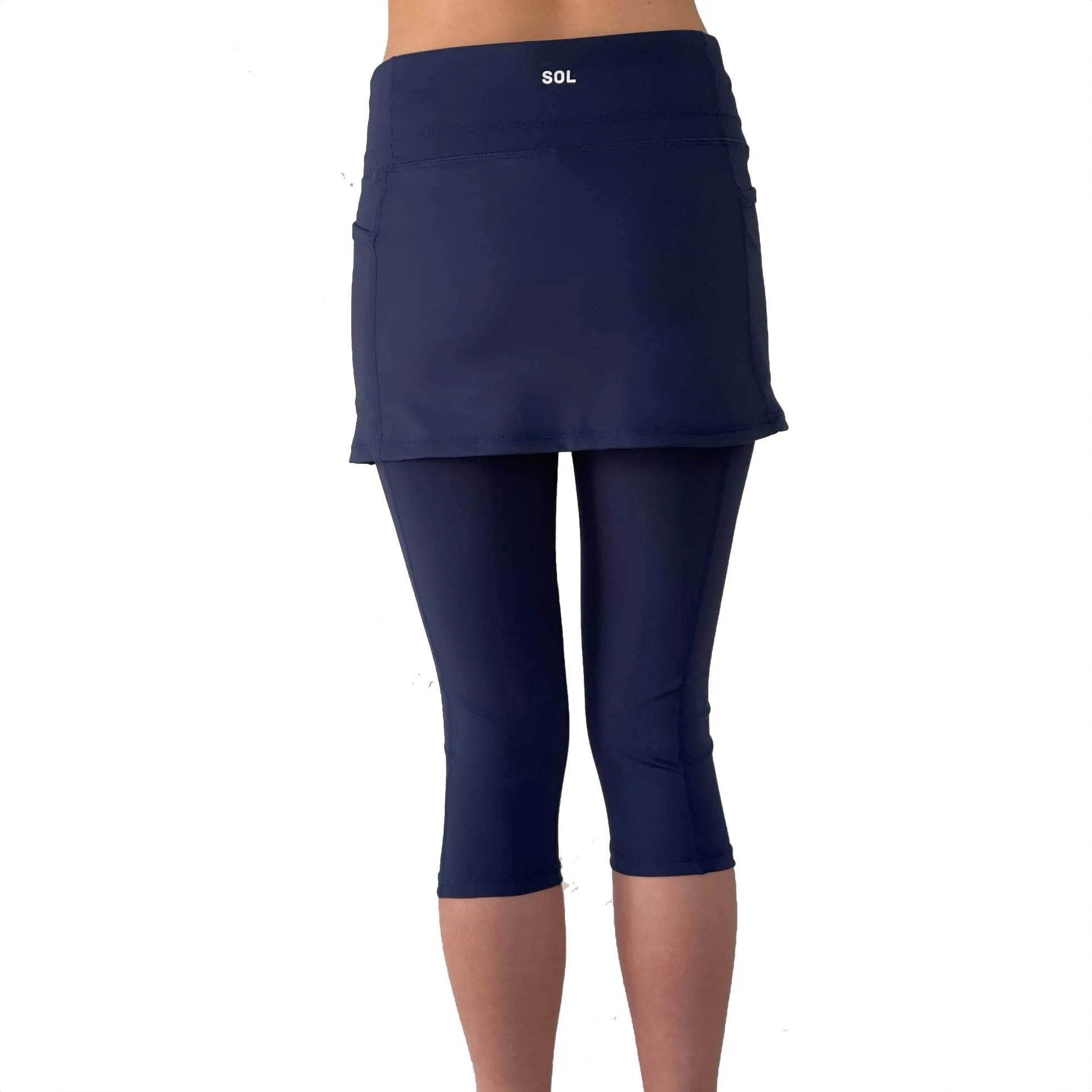 Blueberry Skirted Capris Leggings with Pockets