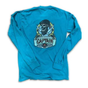 Boston Scally The Captain Long Sleeve Pocket Tee T-Shirt - Topaz Blue