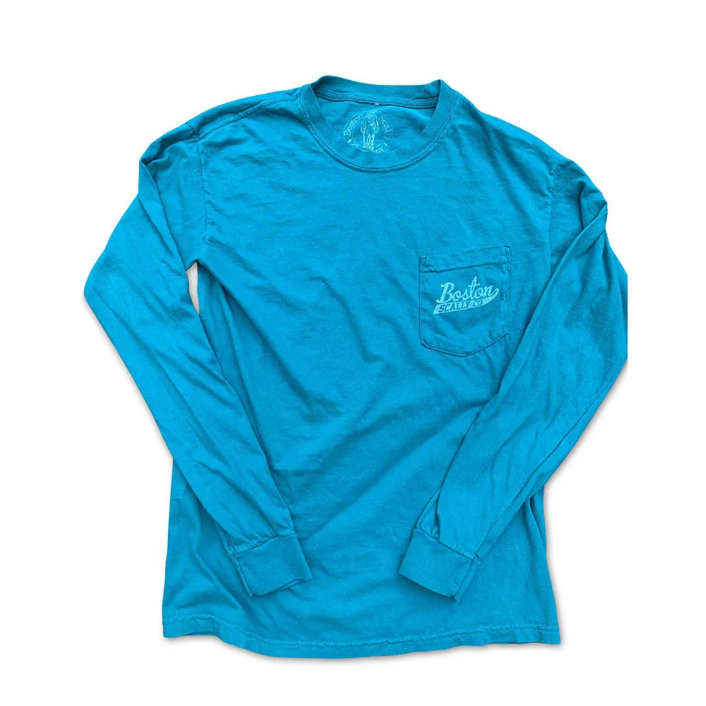 Boston Scally The Captain Long Sleeve Pocket Tee T-Shirt - Topaz Blue