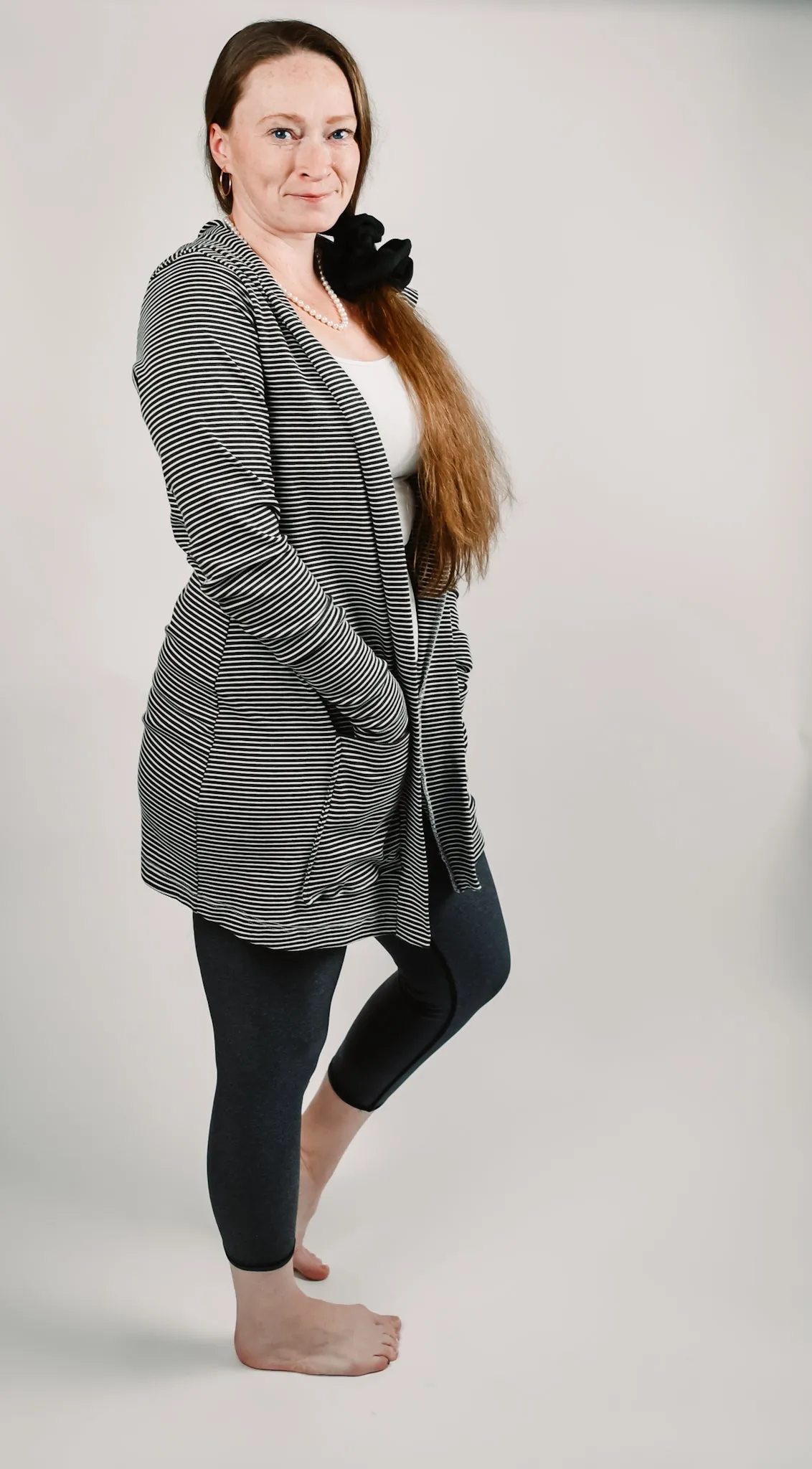 BR Basic Stripes RIB KNIT - Ladies' Grandpa Cardi