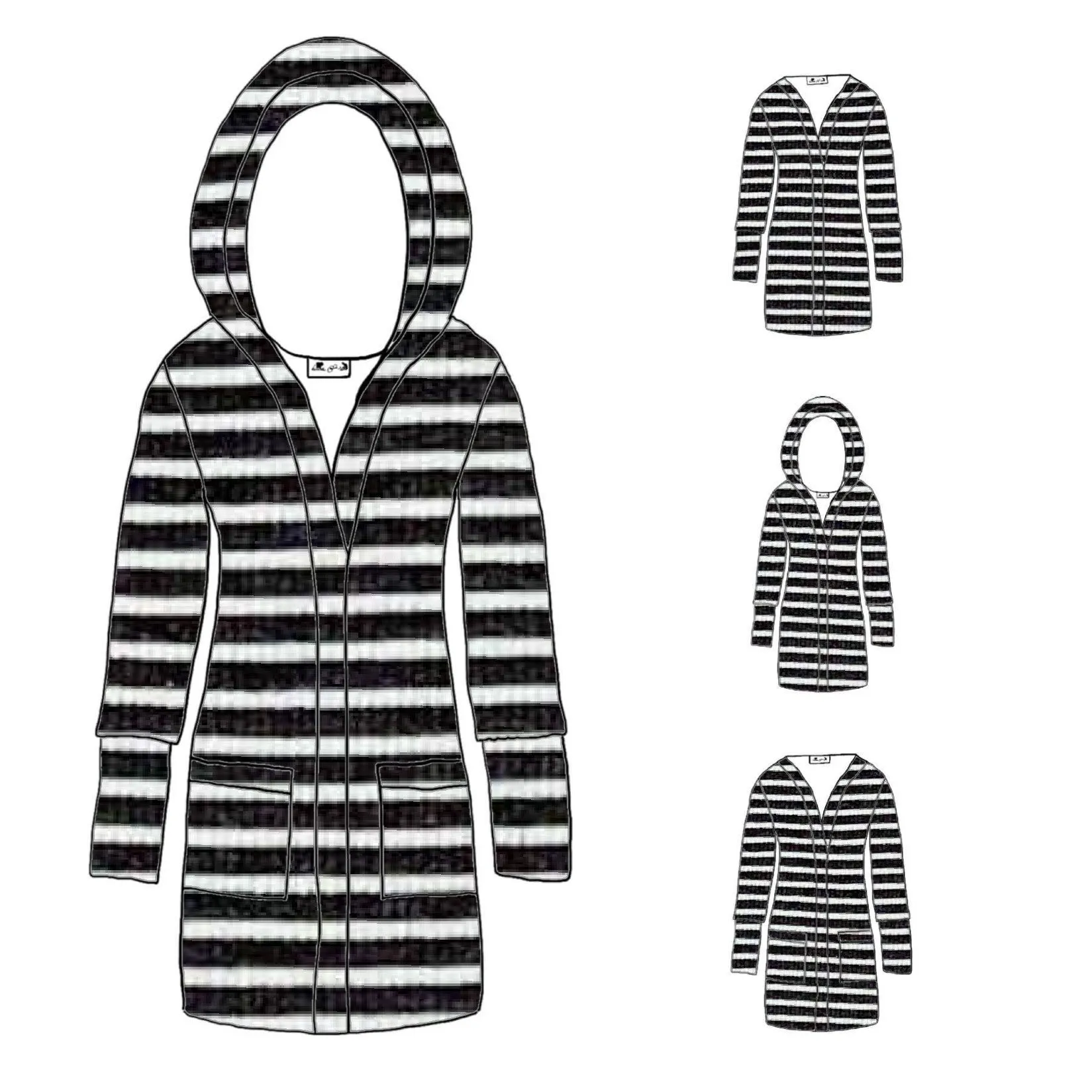 BR Basic Stripes RIB KNIT - Ladies' Grandpa Cardi