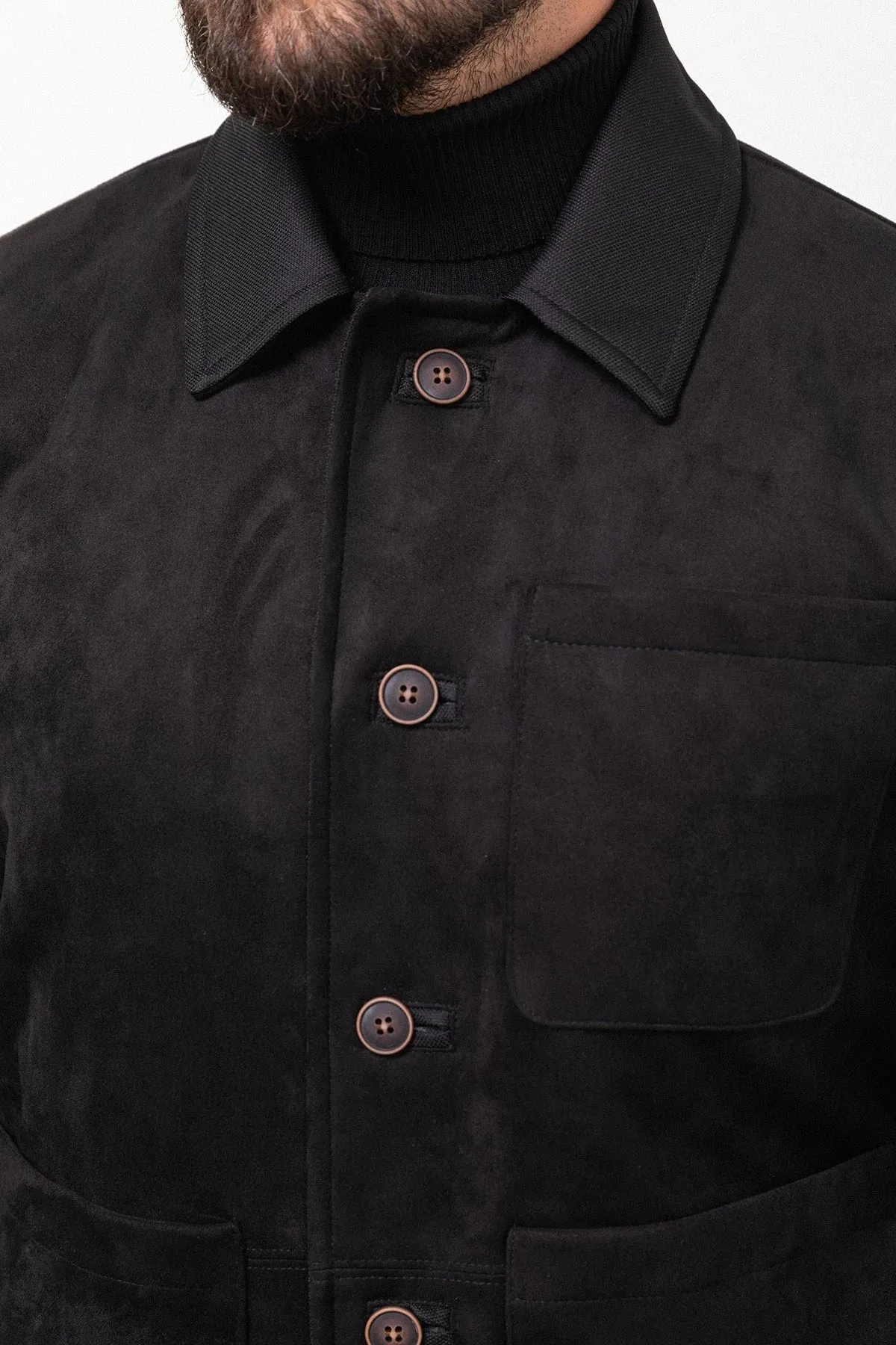 Brabion Eden Black Suede Slim Fit Jacket