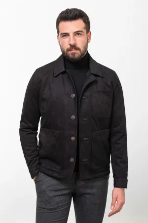 Brabion Eden Black Suede Slim Fit Jacket