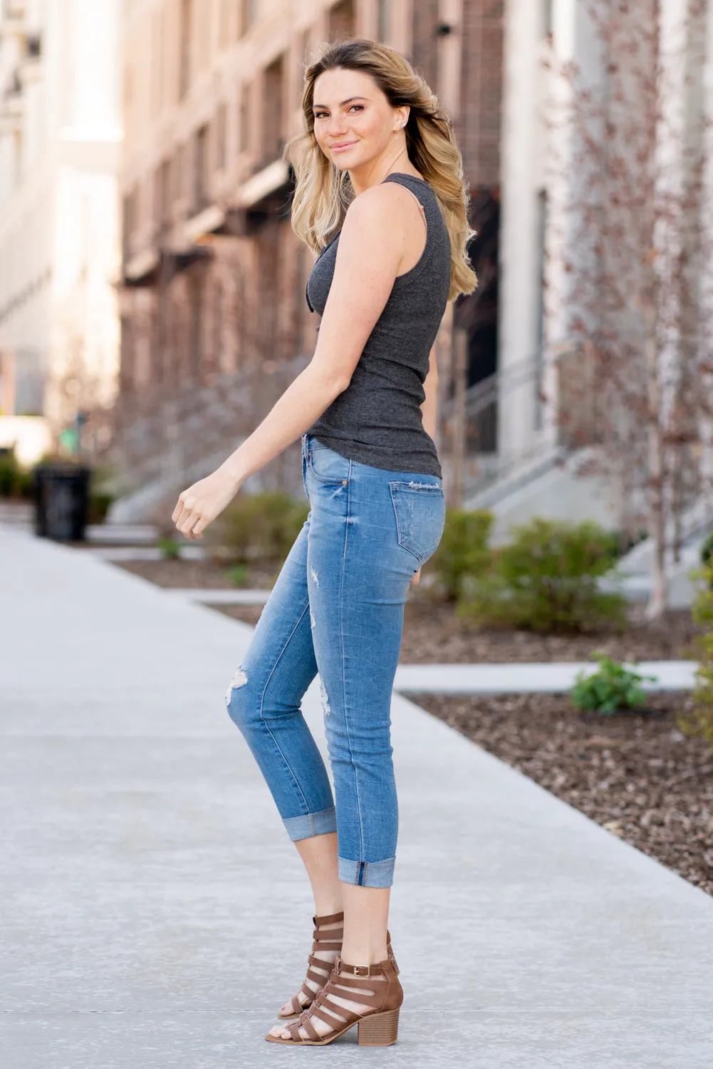 Bradwell Mid Rise Cuffed Skinny Capri